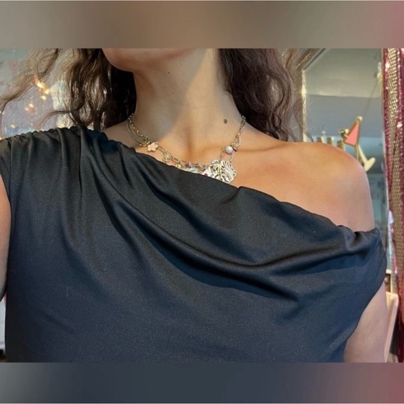 Black One Shoulder Ruched Stretch Mini Dress Ruffle Tiered Party Y2K Size 1X - Picture 3 of 5